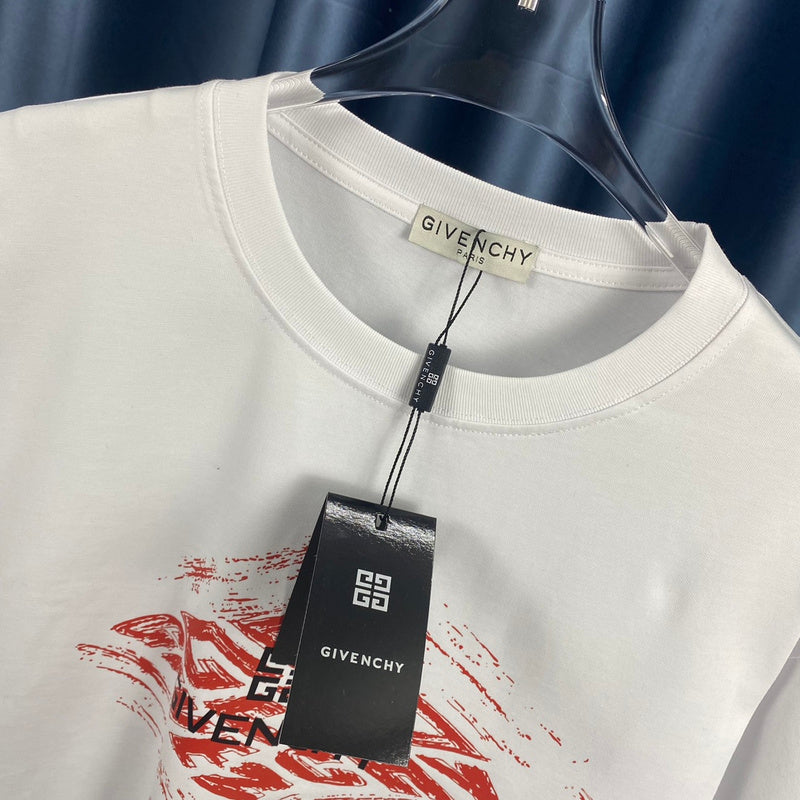 Close-up detail shot of Givenchy luxury clothing with monogram-inspired silhouette