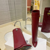 Givenchy Burgundy Bow-Detail Flats - Sole Detail View