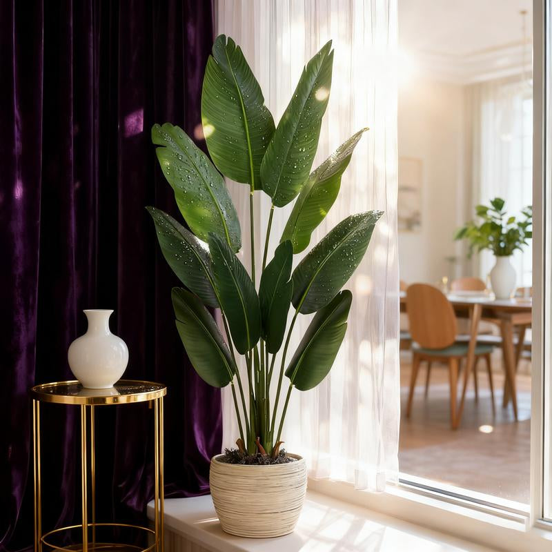 DLDA 5 Ft Bird of Paradise Artificial Plant 60 Inch UV Resistant Lifelike Fake Plant in Black Planter