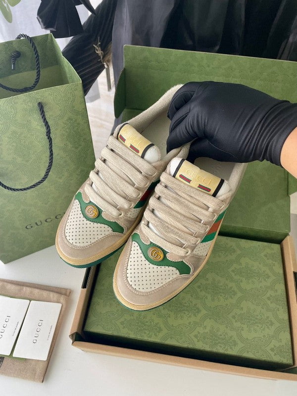 Gucci neutral cream luxury sneakers view 4 signature lace-up style