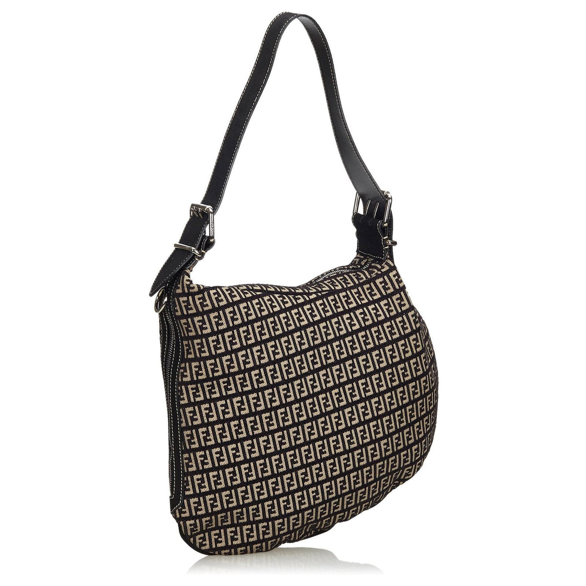 Fendi Bags? Fendi Zucchino Canvas Oyster Bag Black Grey Premium Designer Shoulder Bag