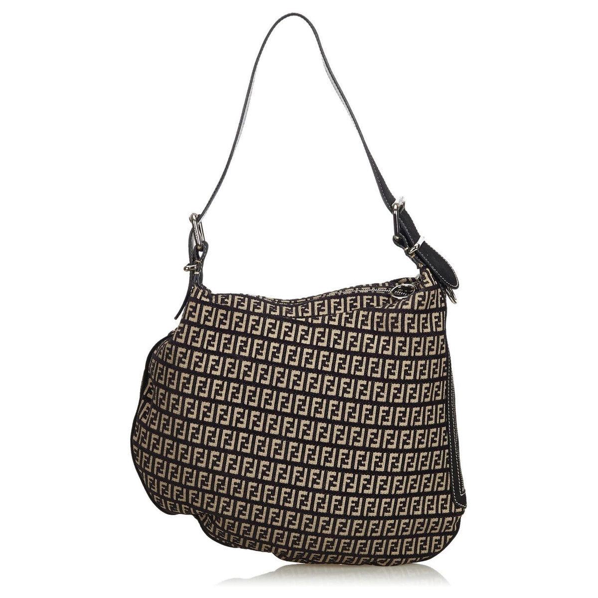 Fendi Bags? Fendi Zucchino Canvas Oyster Bag Black Grey Premium Designer Shoulder Bag
