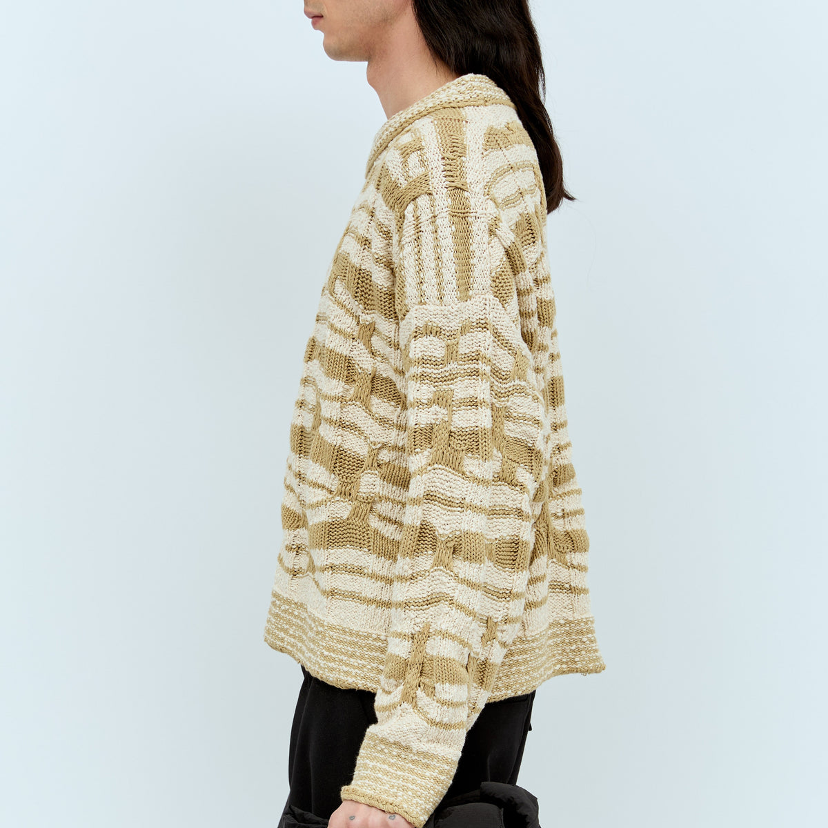 Bottega Veneta Sweaters? Bottega Veneta Men Distorted Stripe Knit Sweater Premium Casual Designer Knitwear