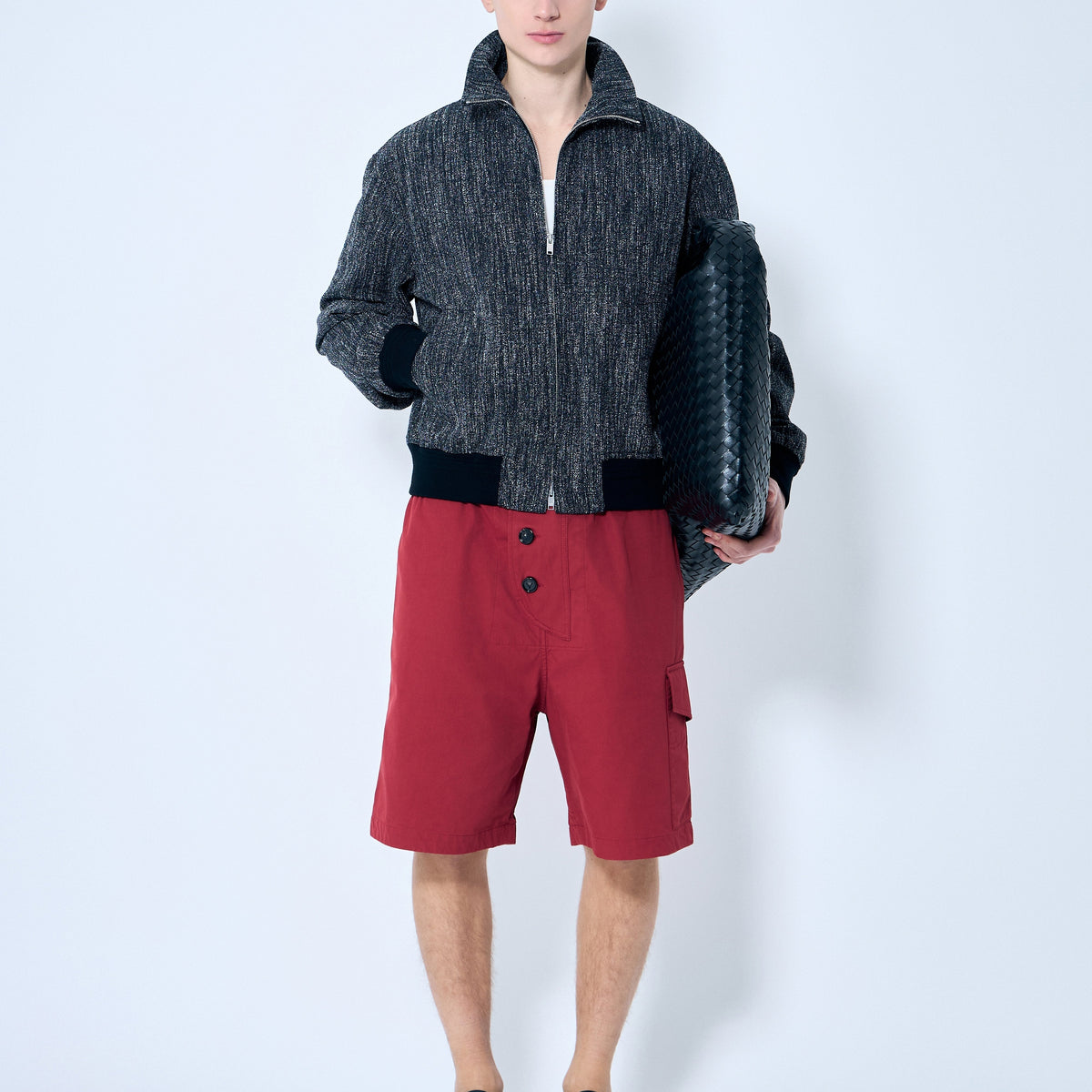 Bottega Veneta premium pants detail and craftsmanship close-up