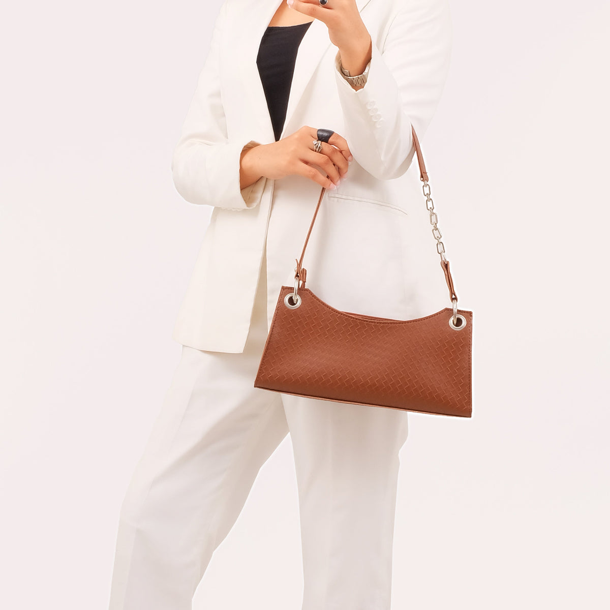 Ziva's Charm shoulder bag – side angle view (one versatile size)