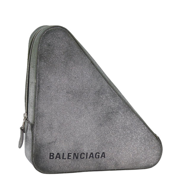 Balenciaga Triangle Duffle Clutch Bag Leather Gray 476976 — Designer Clutch Bag