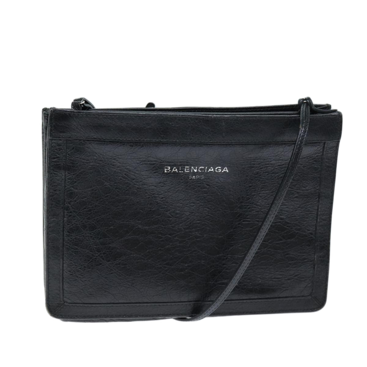 Balenciaga Navy Pochette Shoulder Bag Leather Black 339937 — Designer Shoulder Bag