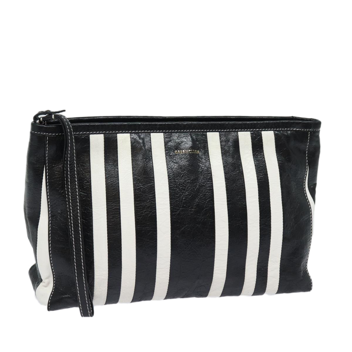 Balenciaga Clutch Bag Leather Black White — Designer Clutch Bag