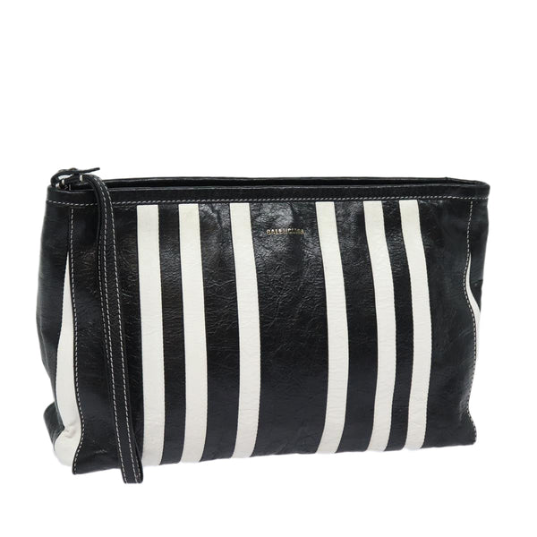 Balenciaga Clutch Bag Leather Black White — Designer Clutch Bag