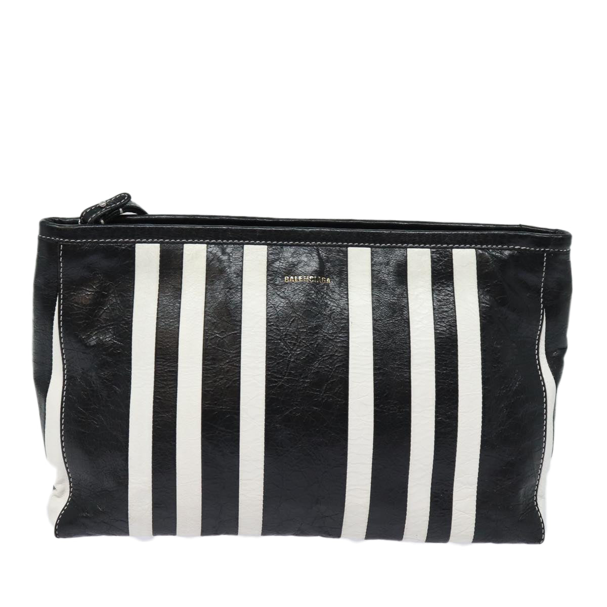 Balenciaga Clutch Bag Leather Black White — Designer Clutch Bag