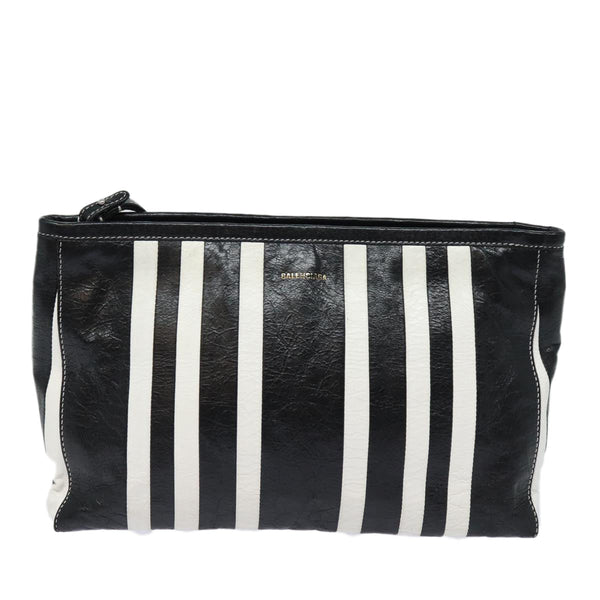 Balenciaga Clutch Bag Leather Black White — Designer Clutch Bag