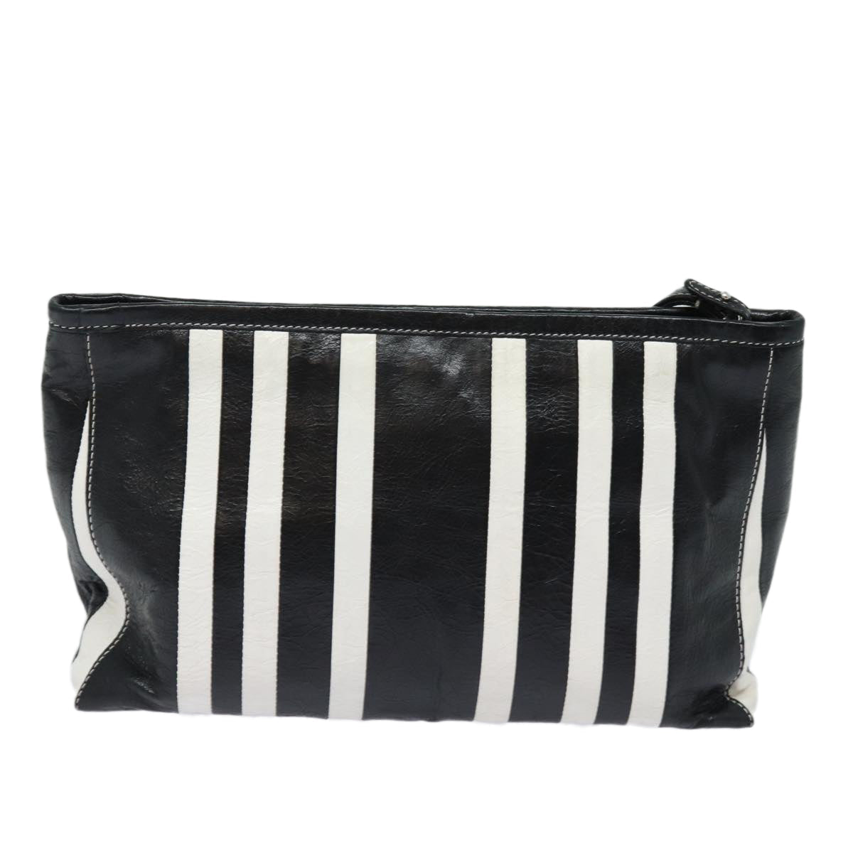 Balenciaga Clutch Bag Leather Black White — Designer Clutch Bag