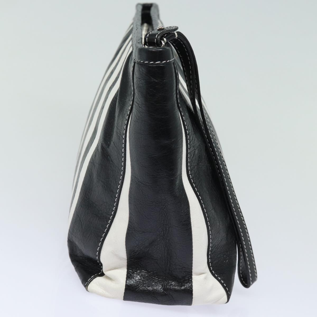 Balenciaga Clutch Bag Leather Black White — Designer Clutch Bag
