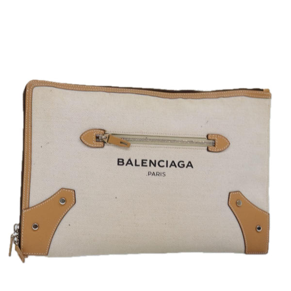 Balenciaga Clutch Bag Canvas Beige 419994 — Designer Clutch Bag