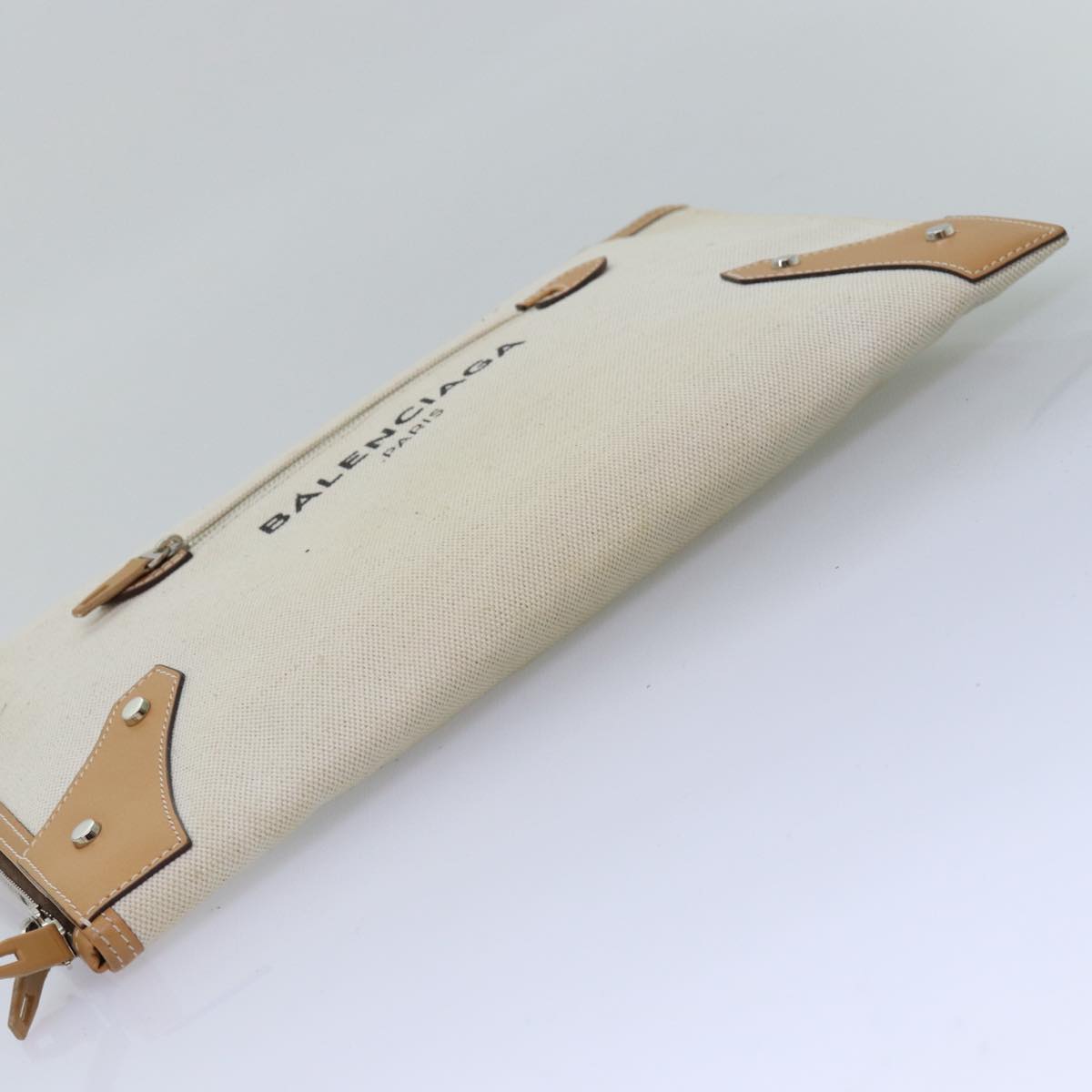 Balenciaga Clutch Bag Canvas Beige 419994 — Designer Clutch Bag