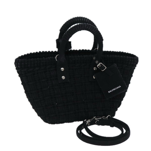 Balenciaga Bistro Hand Bag Canvas 2way Black 671342 | Woven Luxury Basket Bag
