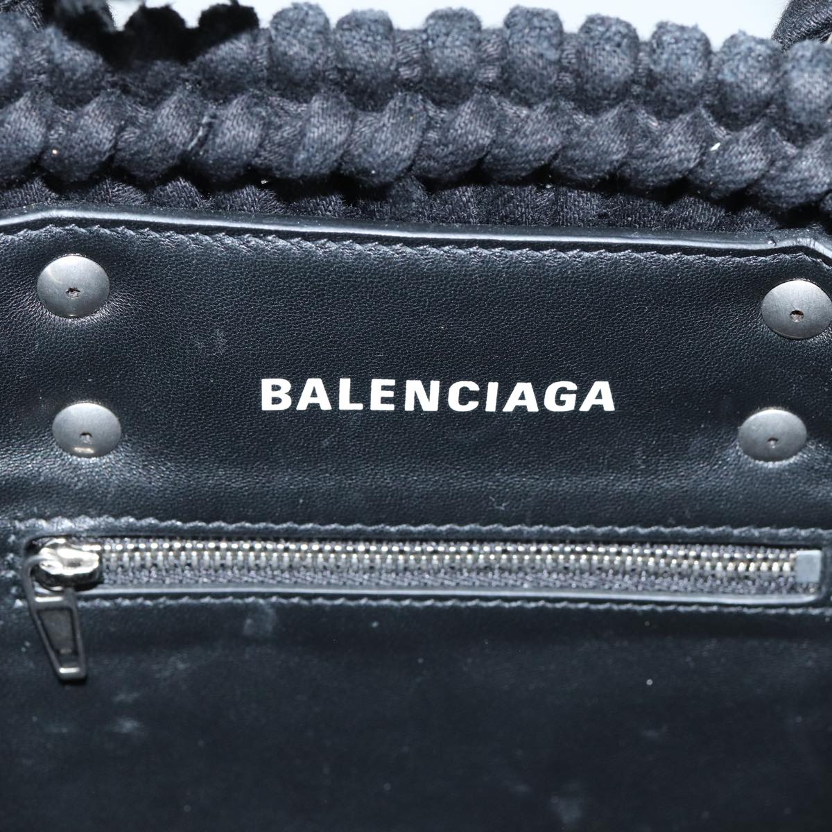 Balenciaga Bistro Hand Bag Canvas 2way Black 671342 | Woven Luxury Basket Bag