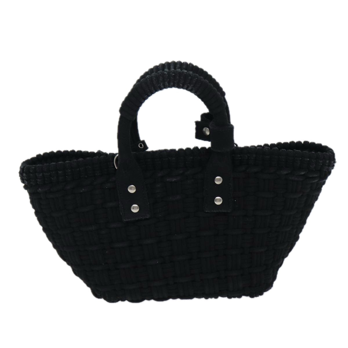 Balenciaga Bistro Hand Bag Canvas 2way Black 671342 | Woven Luxury Basket Bag