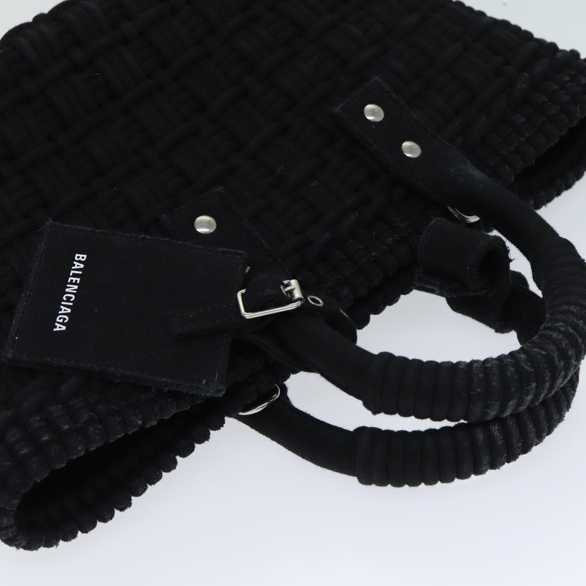 Balenciaga Bistro Hand Bag Canvas 2way Black 671342 | Woven Luxury Basket Bag