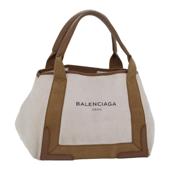 Balenciaga Navy kabas S Hand Bag Canvas Beige White 339933 | Designer Luxury Handbag