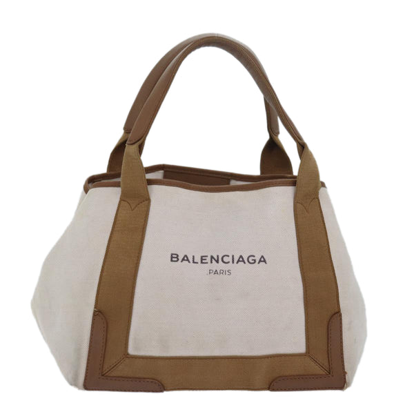 Balenciaga Navy kabas S Hand Bag Canvas Beige White 339933 | Designer Luxury Handbag