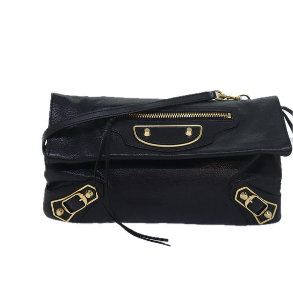 Balenciaga Classic Metallic Envelope Bag Leather Black 438791 | Designer Luxury Handbag