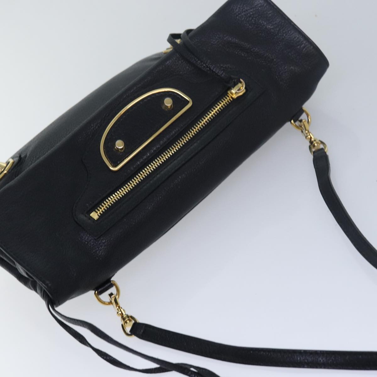 Balenciaga Classic Metallic Envelope Bag Leather Black 438791 | Designer Luxury Handbag