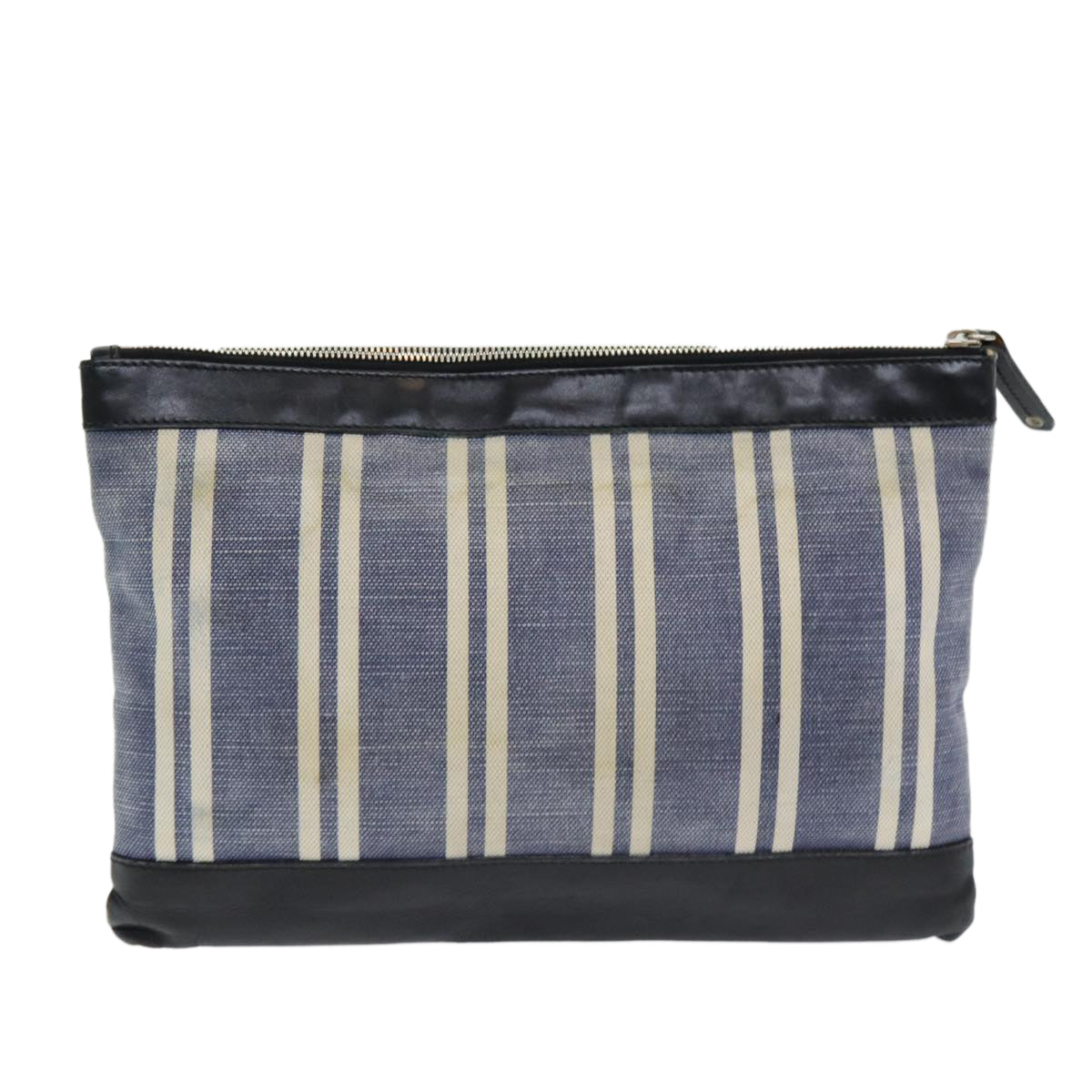Balenciaga Clutch Bag Canvas Leather Blue Black Silver 420407 — Designer Clutch Bag