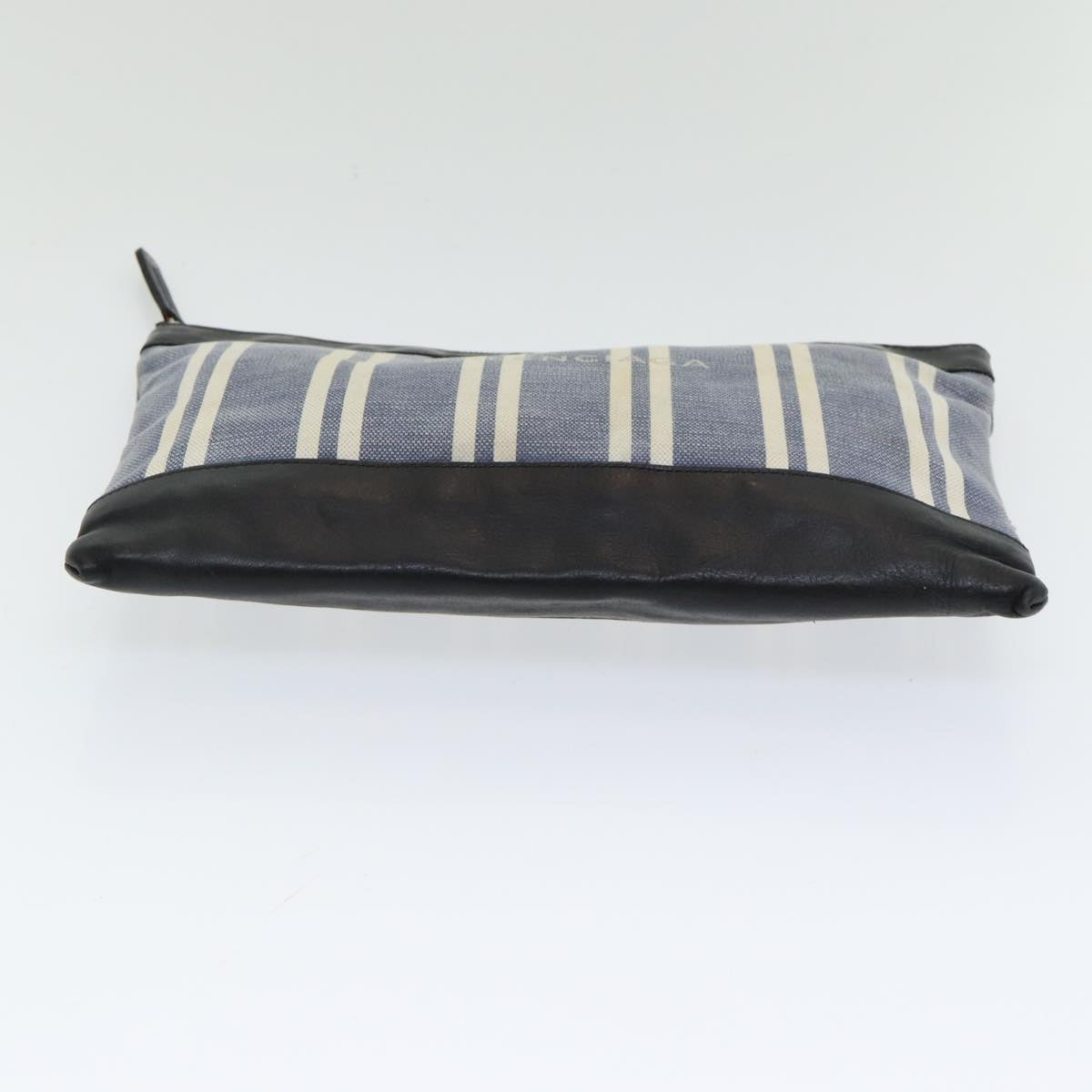 Balenciaga Clutch Bag Canvas Leather Blue Black Silver 420407 — Designer Clutch Bag