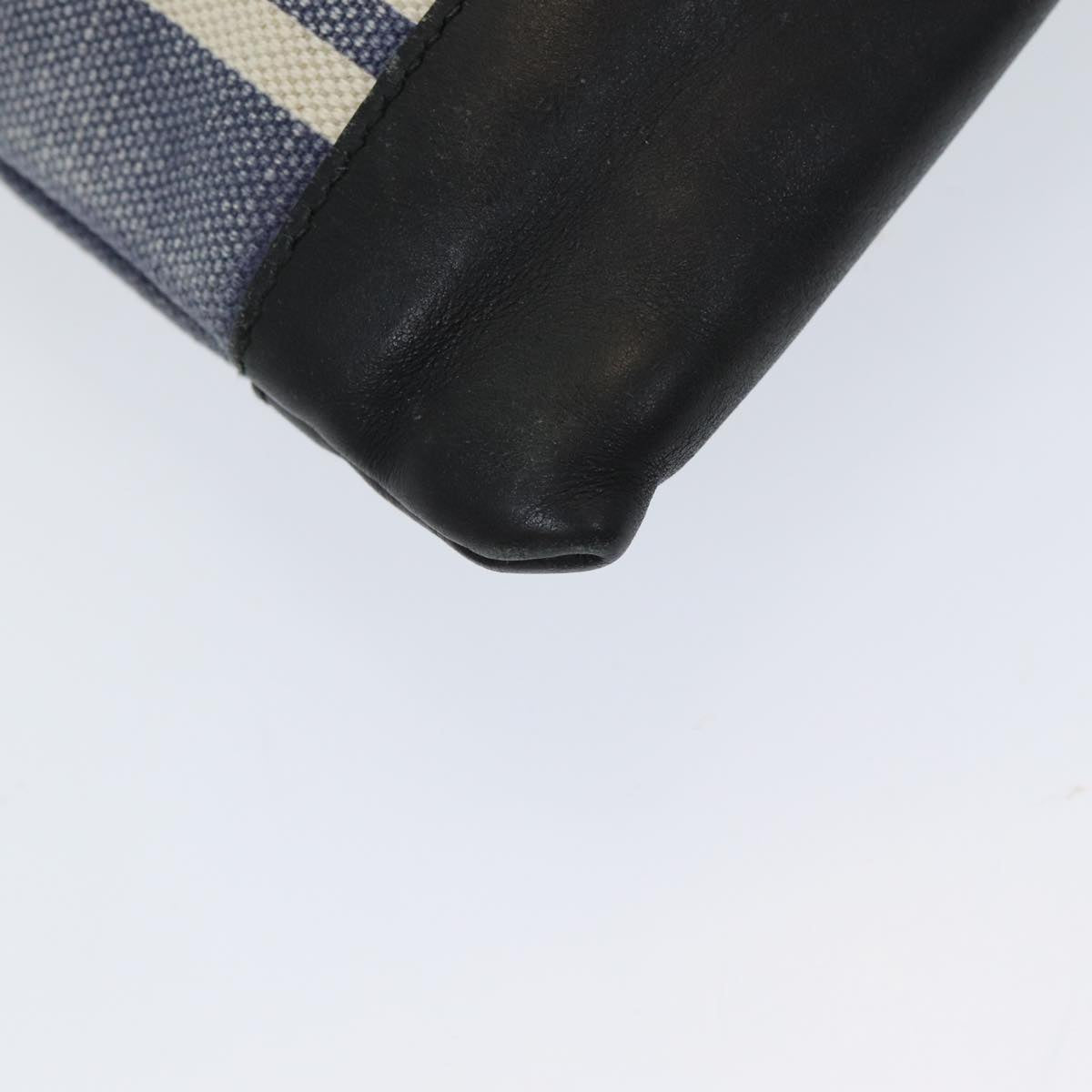 Balenciaga Clutch Bag Canvas Leather Blue Black Silver 420407 — Designer Clutch Bag