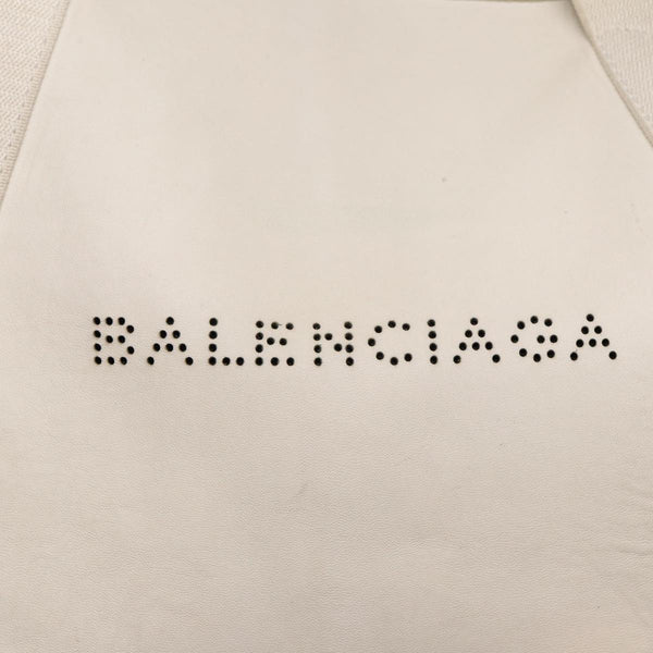 Balenciaga Navy Cabas Hand Bag Leather White Silver 339936 | Luxury Canvas Tote Bag