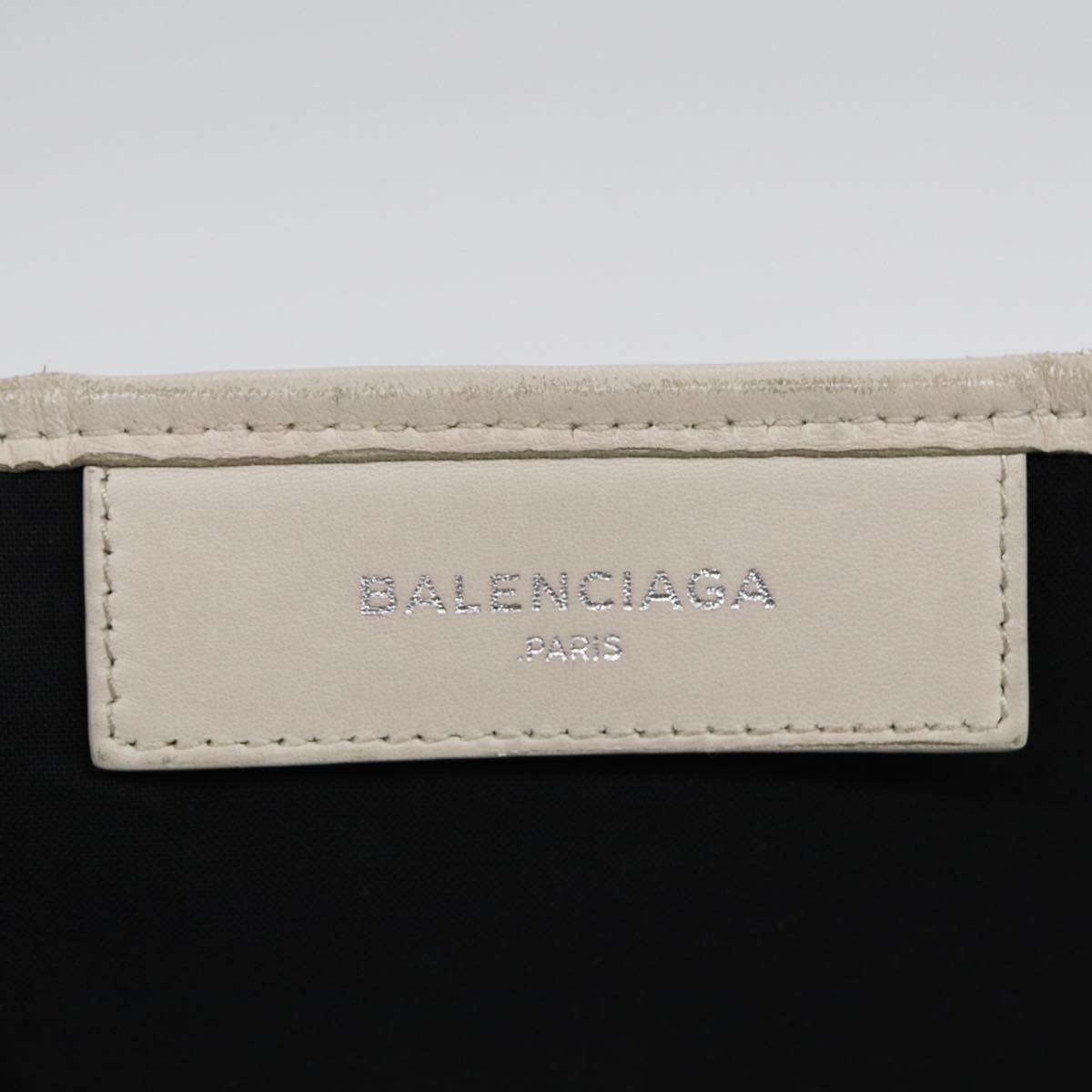 Balenciaga Navy Cabas Hand Bag Leather White Silver 339936 | Luxury Canvas Tote Bag