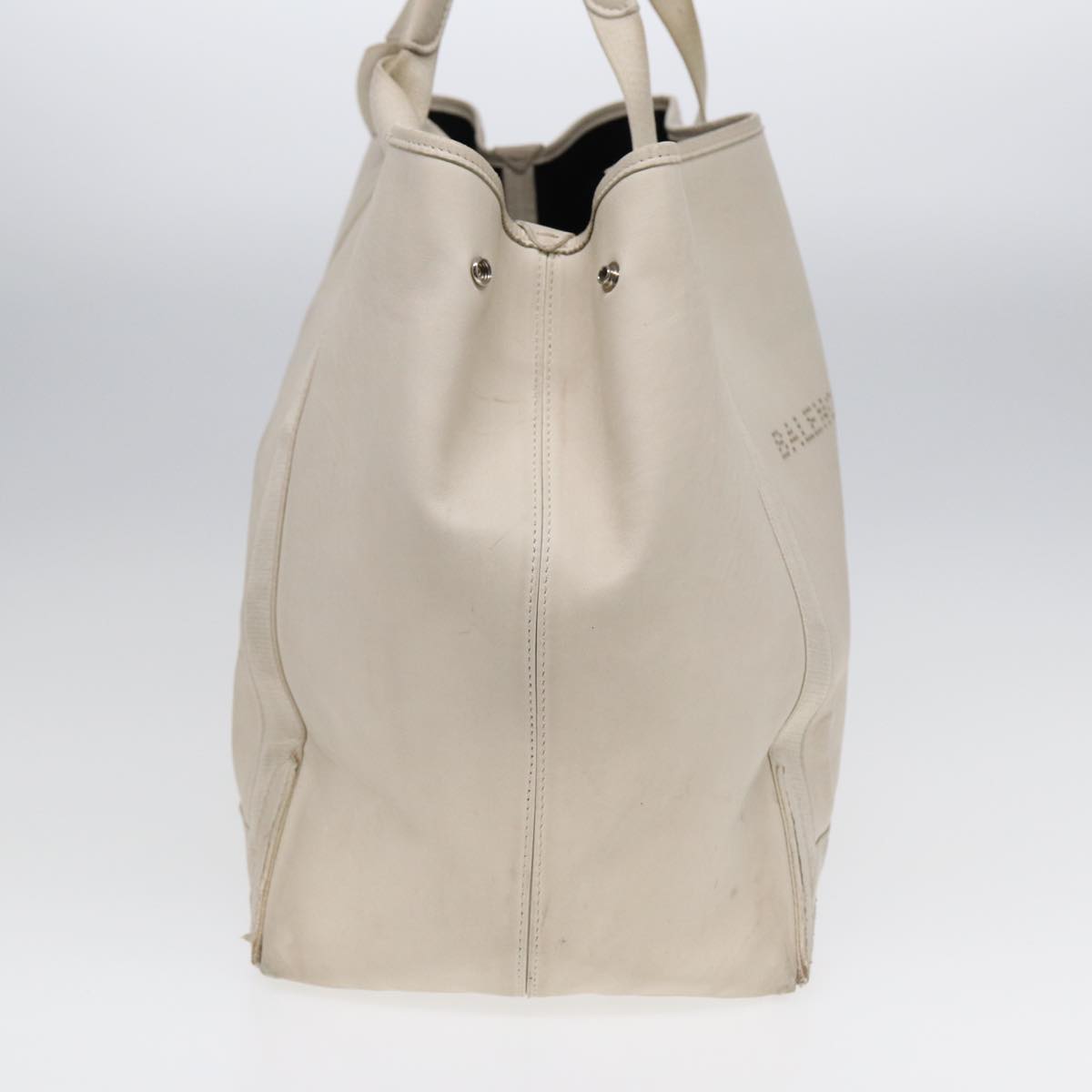 Balenciaga Navy Cabas Hand Bag Leather White Silver 339936 | Luxury Canvas Tote Bag