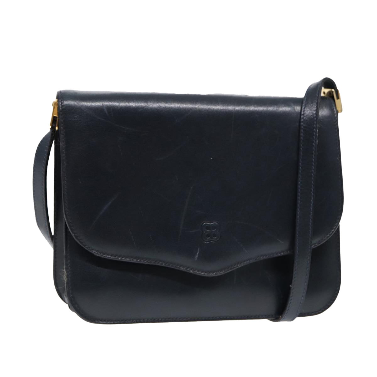 Balenciaga Shoulder Bag Leather Navy Gold — Designer Shoulder Bag