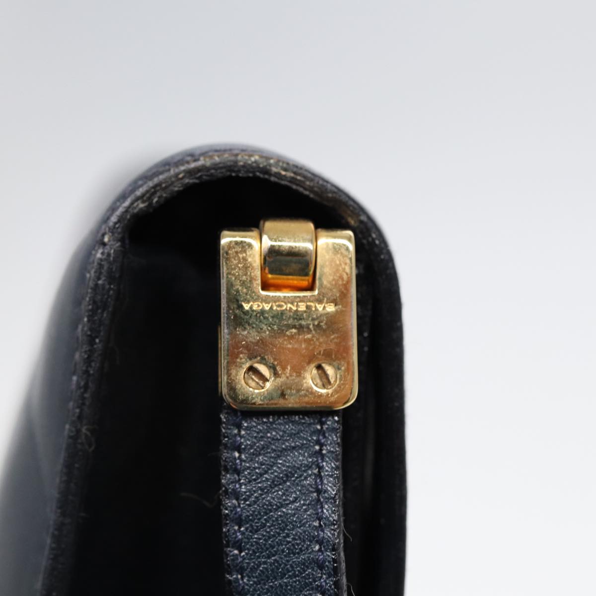Balenciaga Shoulder Bag Leather Navy Gold — Designer Shoulder Bag