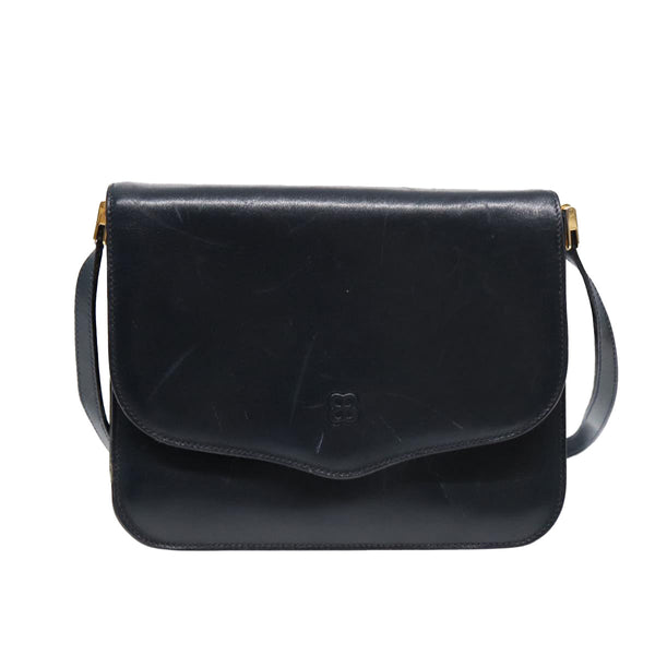 Balenciaga Shoulder Bag Leather Navy Gold — Designer Shoulder Bag