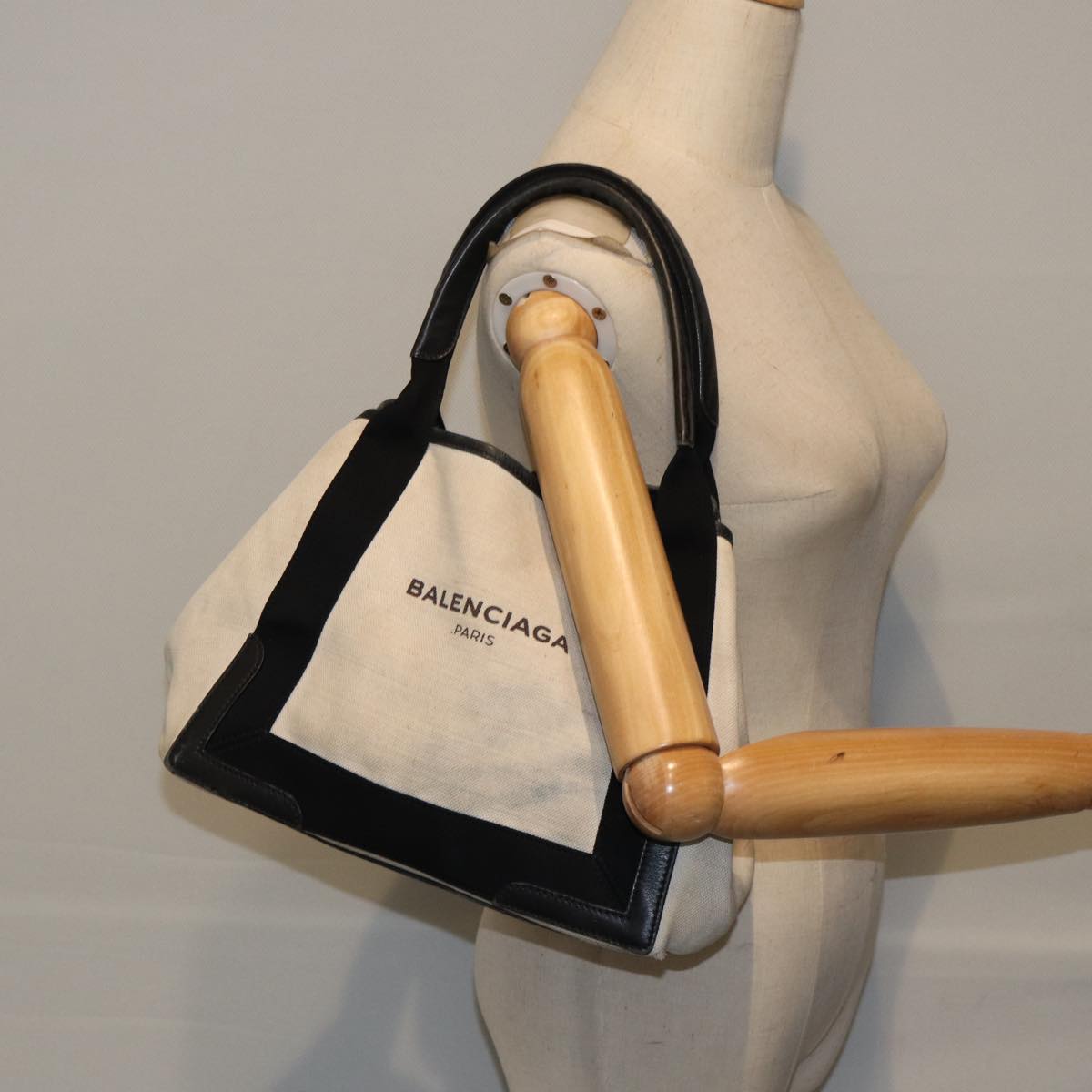 Balenciaga Hand Bag Canvas Beige Black | Designer Luxury Handbag