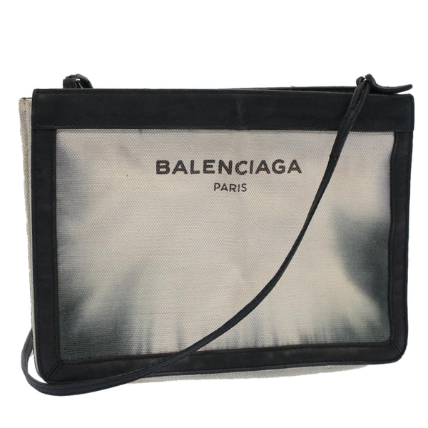 Balenciaga Shoulder Bag Canvas White Black — Designer Shoulder Bag