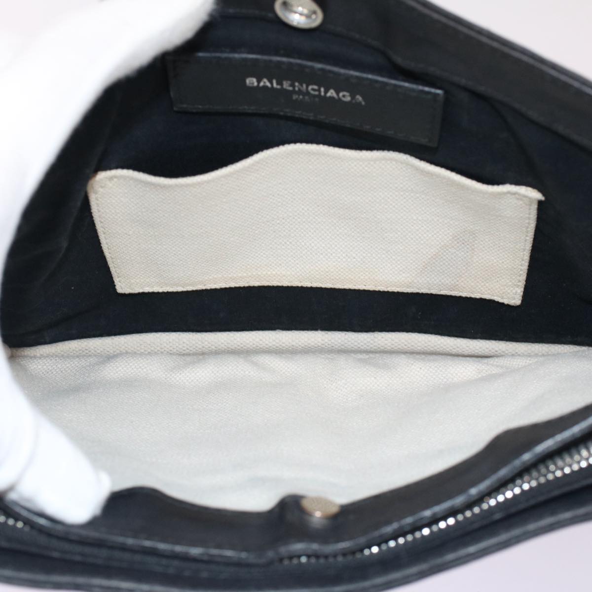 Balenciaga Shoulder Bag Canvas White Black — Designer Shoulder Bag