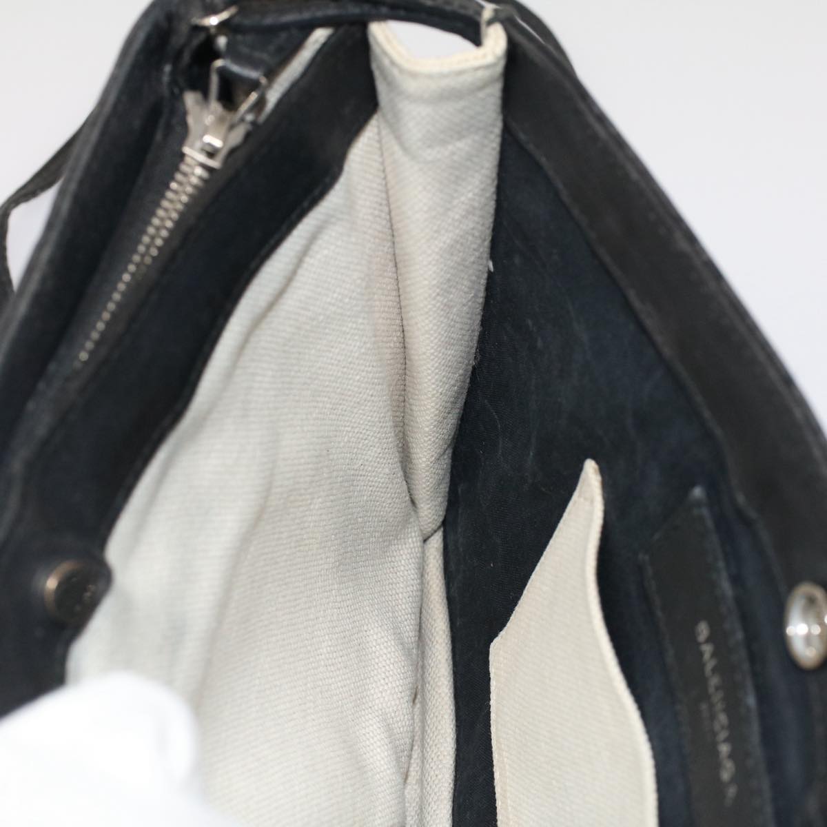Balenciaga Shoulder Bag Canvas White Black — Designer Shoulder Bag