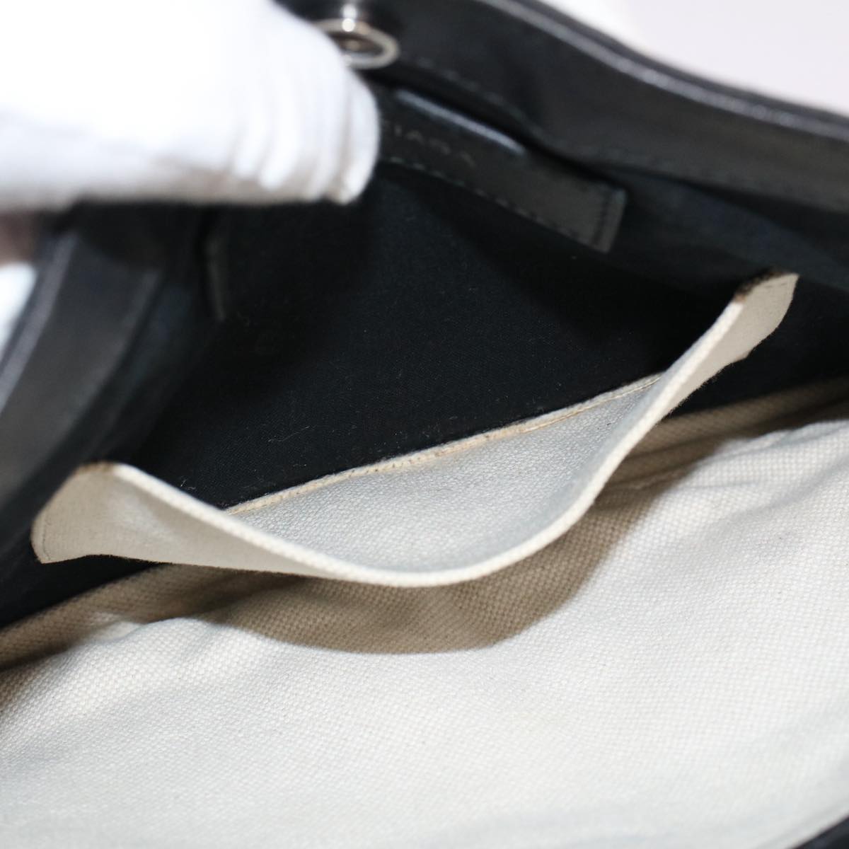 Balenciaga Shoulder Bag Canvas White Black — Designer Shoulder Bag