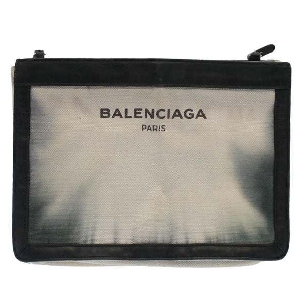 Balenciaga Shoulder Bag Canvas White Black — Designer Shoulder Bag