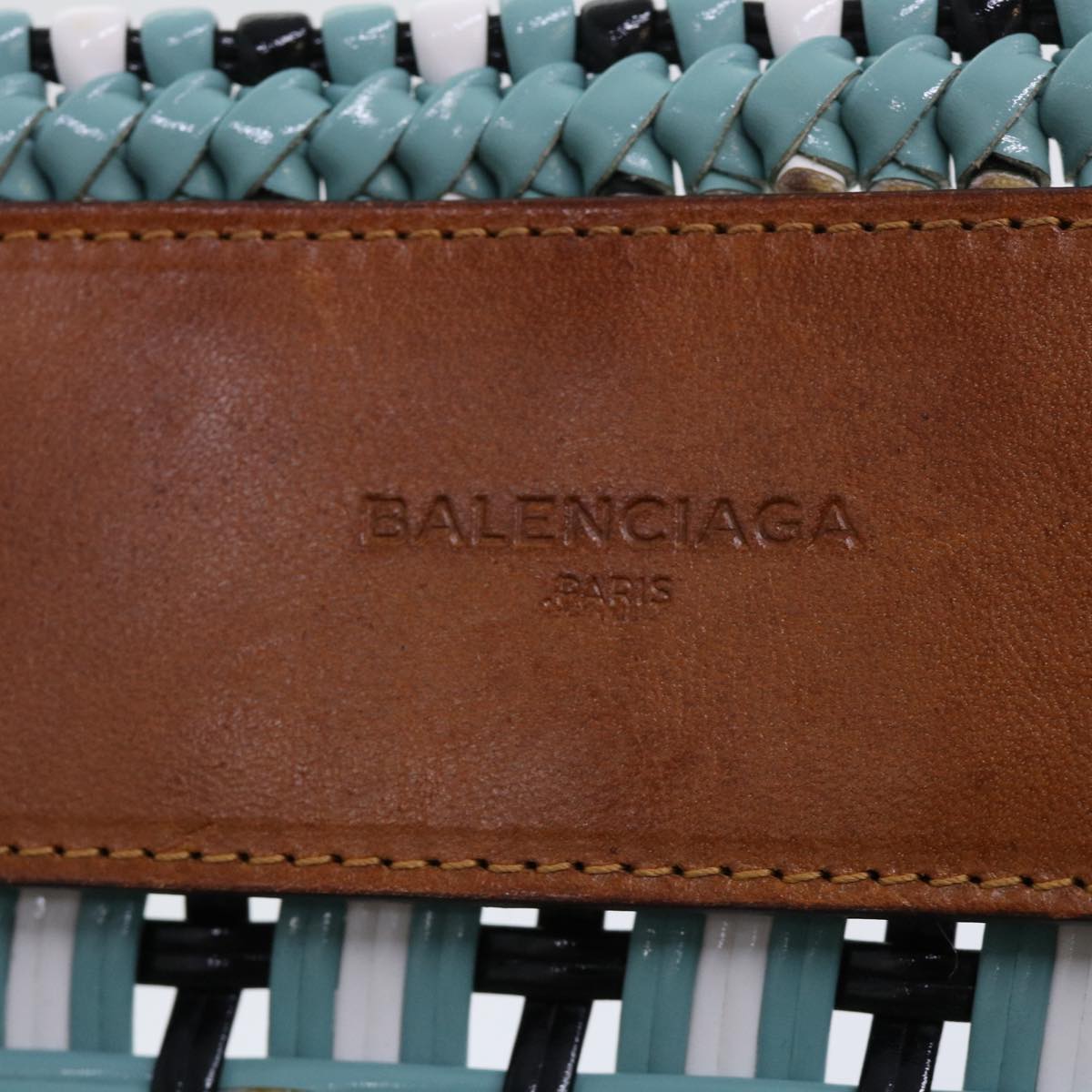 Balenciaga Tote Bag Leather Light Blue Black White — Premium Leather Tote