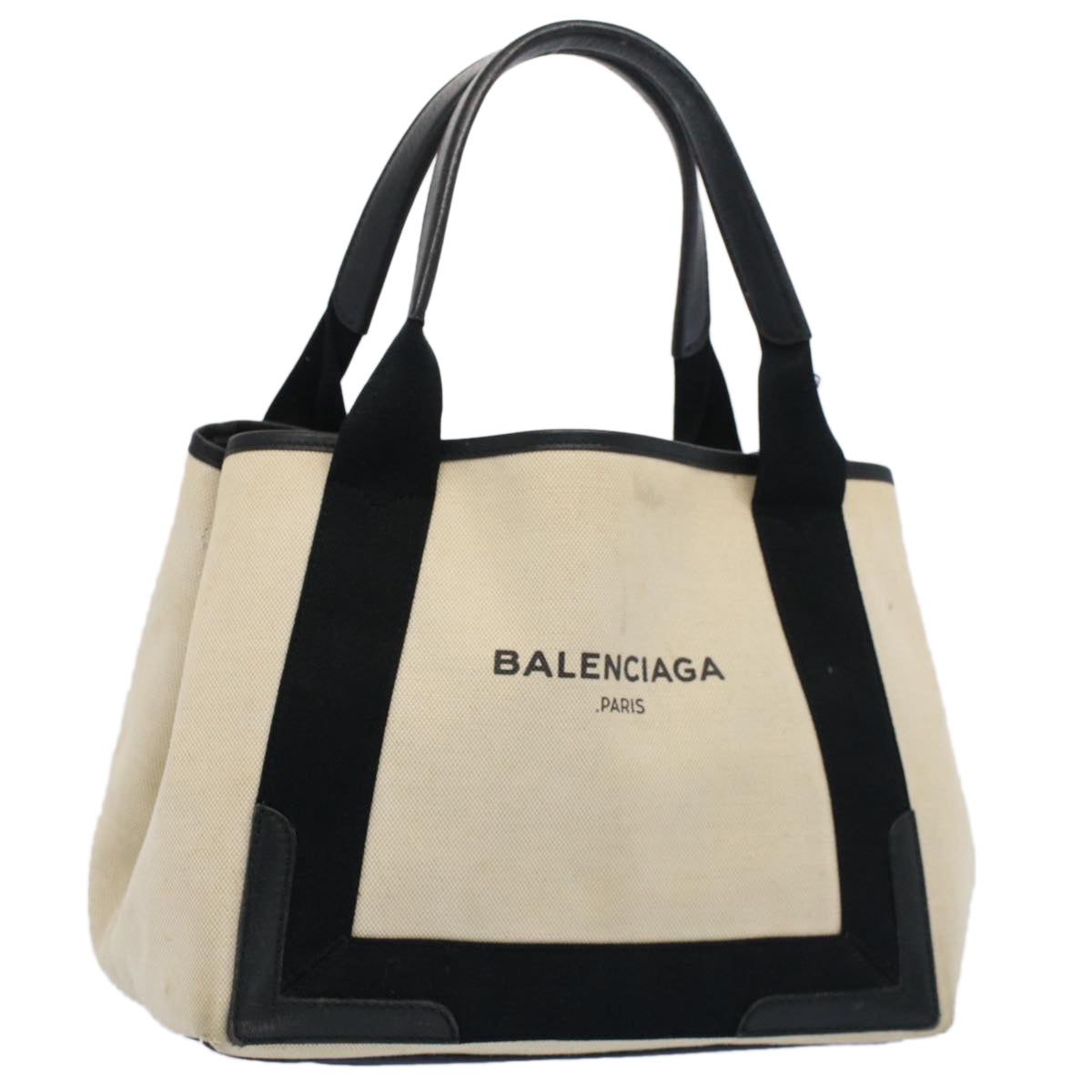 Balenciaga Tote Bag Canvas Leather Beige Black — Premium Leather Tote