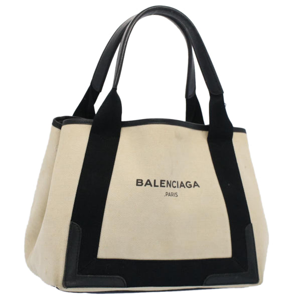 Balenciaga Tote Bag Canvas Leather Beige Black — Premium Leather Tote