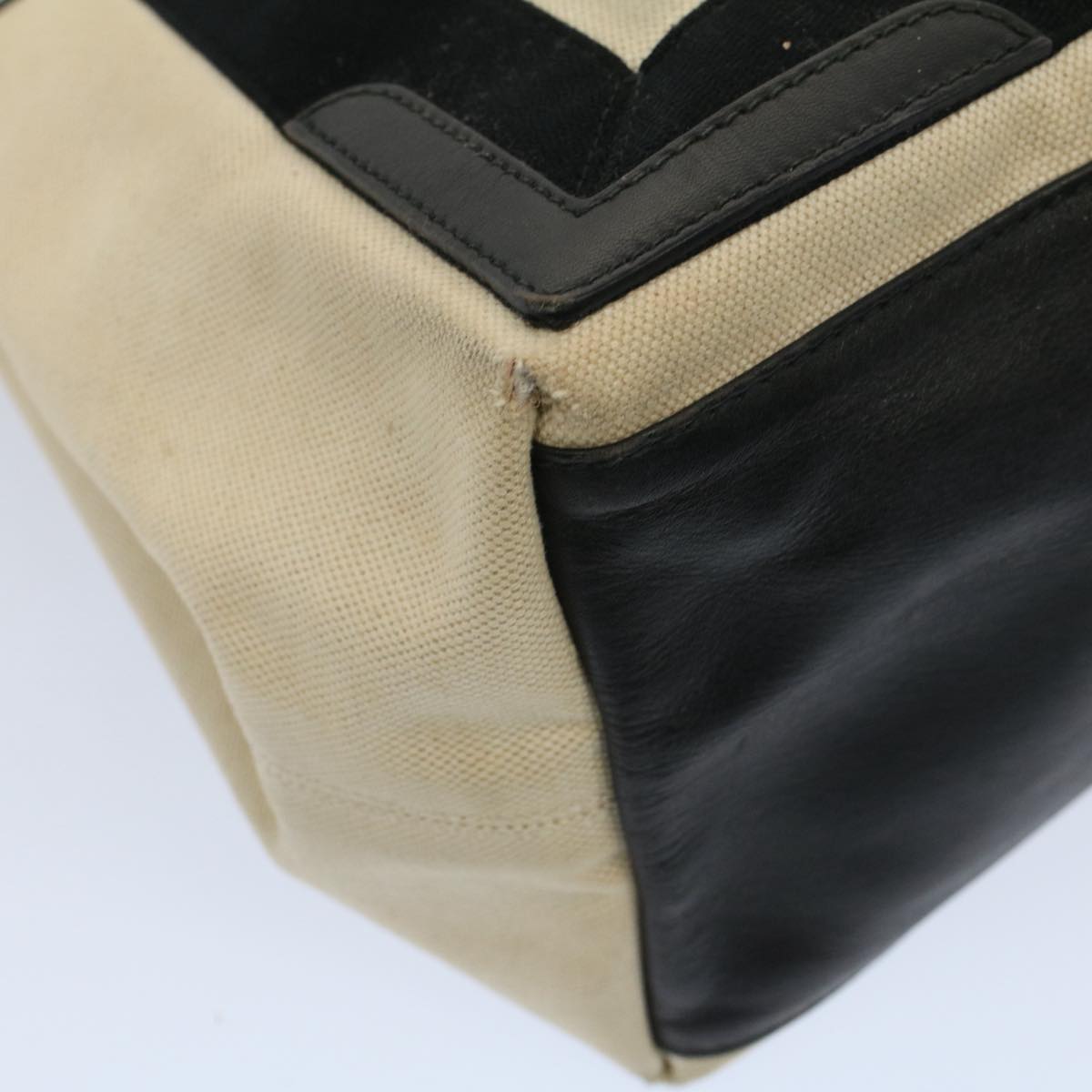 Balenciaga Tote Bag Canvas Leather Beige Black — Premium Leather Tote