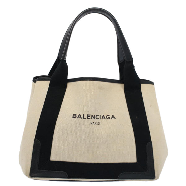 Balenciaga Tote Bag Canvas Leather Beige Black — Premium Leather Tote