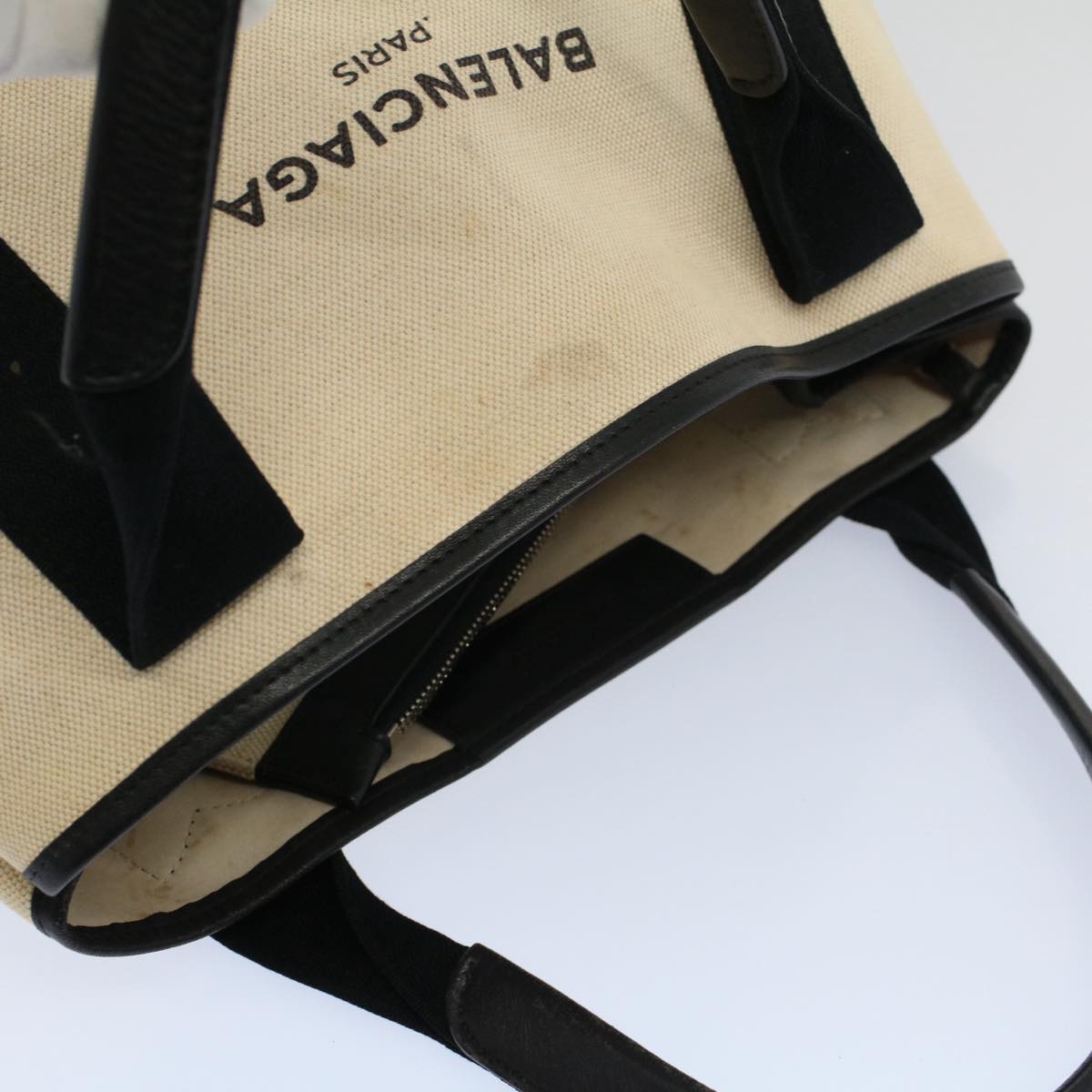 Balenciaga Tote Bag Canvas Leather Beige Black — Premium Leather Tote