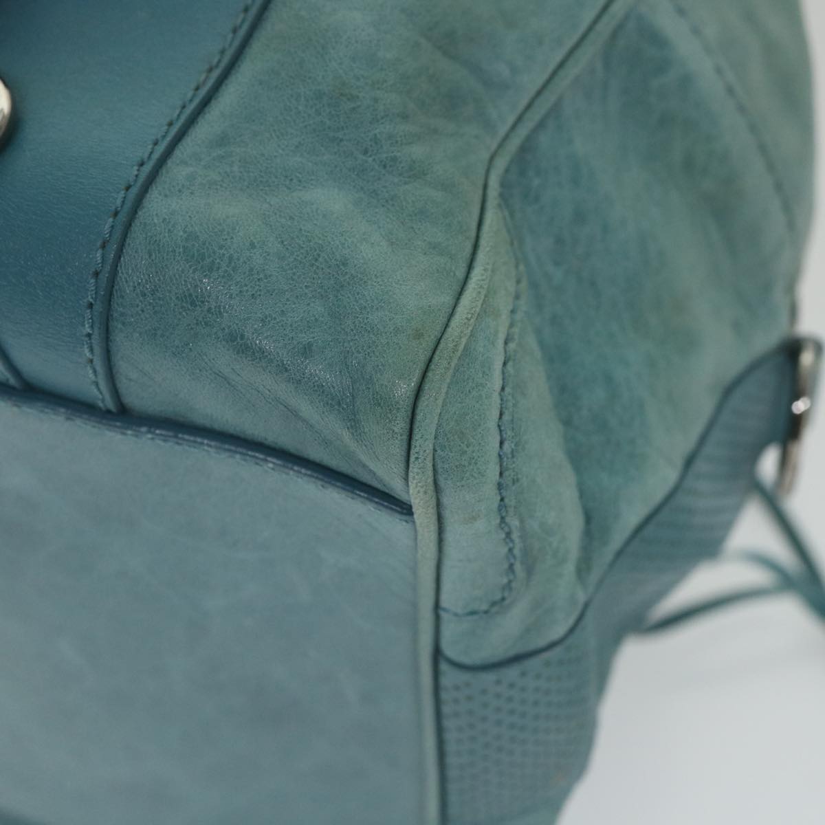 Balenciaga Boston Bag Leather Light Blue | Designer Luxury Handbag