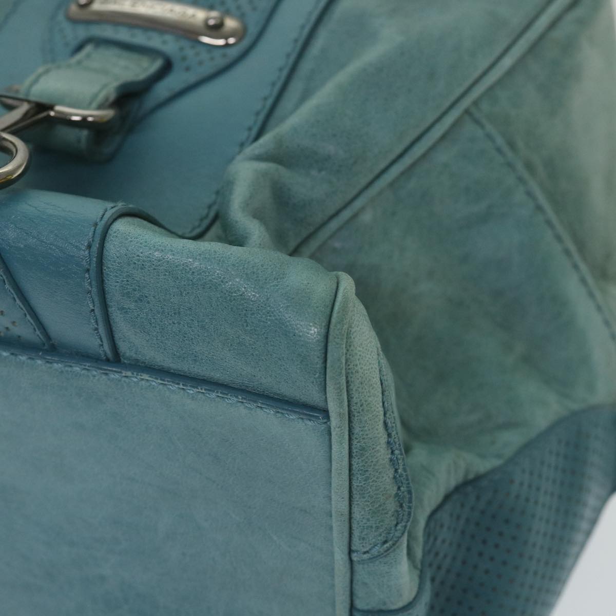 Balenciaga Boston Bag Leather Light Blue | Designer Luxury Handbag